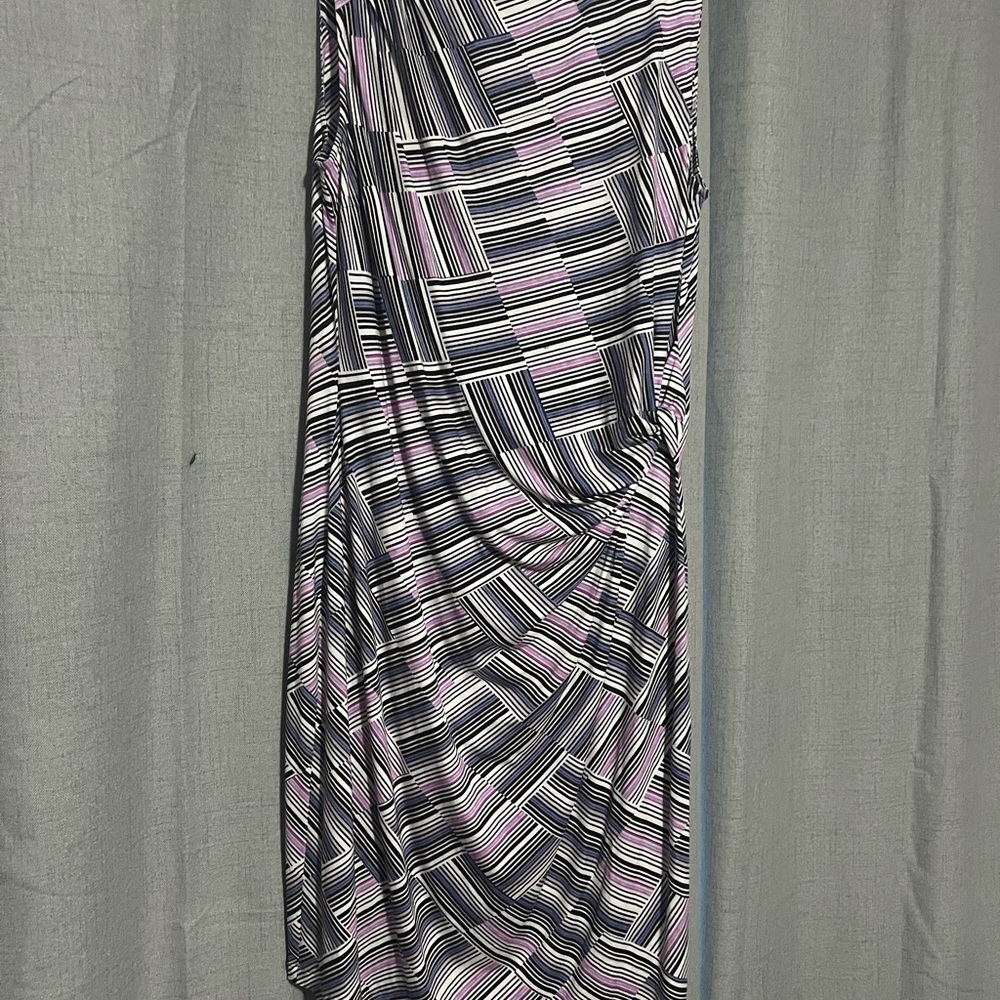 NIC+ZOE Black, White & Light Pink Striped Draped Dress